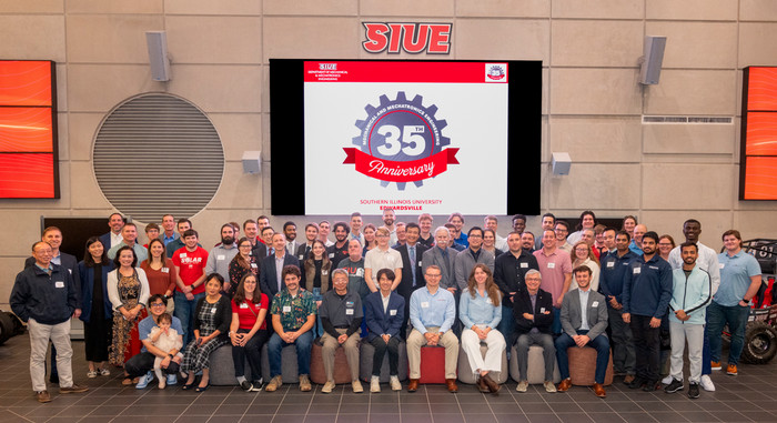 Group shot of the attendees of the thirty fifth anniversary of the mechatronics and mechanical engineering program